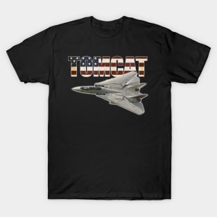 F-14 Tomcat Fighter jet US Airplane Aircraft Plane American America Flag T-Shirt